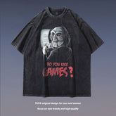 T-shirt Homme Ample Imprimé Manches Courtes Marque Tendance Rétro Foncée Homme