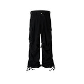 Mens Vintage Pants Casual Trousers High Street Side Zipper Multi-Pocket Overalls MIJKO