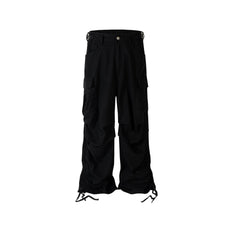 Mens Vintage Pants Casual Trousers High Street Side Zipper Multi-Pocket Overalls MIJKO