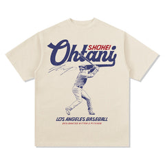 Mens Vintage Football T-Shirt Vintage Shohei Ohtani Printed Short Sleeve T-Shirt Cotton Top