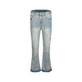 Men's Vintage Pants micro-pull trousers men's and women's washed wide-footed jeans MIJKO