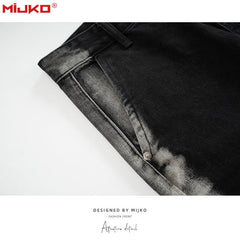 Mens Vintage Pants Washed Old Bootcut Jeans MIJKO