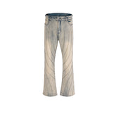 Men's Vintage Pants Washed Old Trousers Men's and Women's Textured Splicing Jeans MIJKO