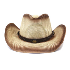 Chapeaux de cowboy en paille Hommes Femmes Peinture en aérosol Chapeau de cowboy en paille Chapeau de plage Chapeau de soleil d'extérieur