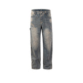 Men's Vintage Pants Men's Women's Wash Water Old Trousers Straight Jeans MIJKO