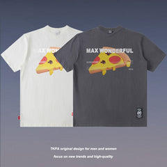 T-shirt homme imprimé pizza T-shirt manches courtes homme et femme ample