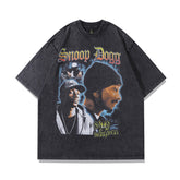 Men T Shirt Hip Hop Retro Rap Print Distressed Short Sleeve T-shirt for Men and Women