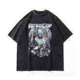 T-shirt Homme Rétro Street Portrait Imprimé Ample Manches Courtes pour Hommes et Femmes