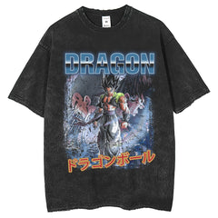 Mens T Shirts Dragon Ball Anime Printed T-Shirt Casual Loose Wash Old Vintage
