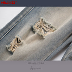Mens Vintage Pants Ripped Jeans MIJKO