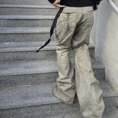 Mens Vintage Pants Distressed High-stretch Bootcut jeans MIJKO