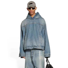 Mens Jacket Distress Unisex Blue Mainstream Fashion Jacket MIJKO