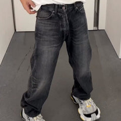 Men Vintage Pants Trousers Trendy Washed Straight Jeans MIJKO