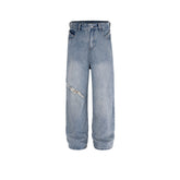 Men's Vintage Pants Wash Pants Men's and Women's Blue Straight Jeans MIJKO