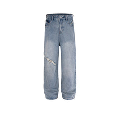 Men's Vintage Pants Wash Pants Men's and Women's Blue Straight Jeans MIJKO
