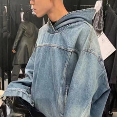 Mens Jacket Distress Unisex Blue Mainstream Fashion Jacket MIJKO