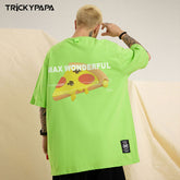 T-shirt homme imprimé pizza T-shirt manches courtes homme et femme ample