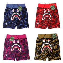 Ape head camouflage shark shorts male teen letter WGM printed five-point pants straight beach pants