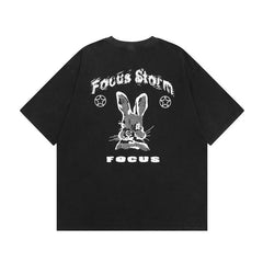 T-shirt Homme Rétro Délavé Ample Demi-Manches Marque de Mode Hip-hop Manches Courtes