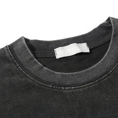 Men Long Sleeve T Shirt Cartoon Characters Printed Washed Old Loose