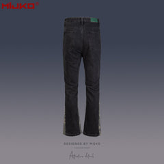 Men Vintage Pants Camouflage Splicing Slim-Fit Casual Jeans MIJKO