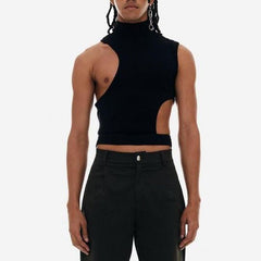 Rave Outfits Mens Vest Turtleneck Knitting
