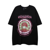 T-shirt pour Homme Imprimé Dessin Animé Mignon Manches Courtes T-shirt Ample Style Urbain Couple