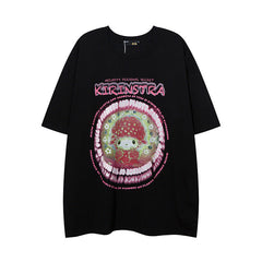 Men T Shirt Cute Cartoon Printed Short Sleeve T-shirt Loose Street Couple