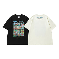 T-shirt Homme Style Collège Vintage Imprimé Doux et Cool pour Couple, Manches Courtes, Hommes et Femmes