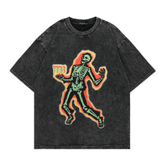 T-shirt Homme Lavé Délavé Imprimé Croix Manches Courtes Ample pour Homme