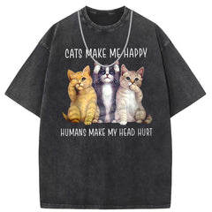 Men's T Shirts Cotton Crew Neck Short Sleeve T-Shirt Women's Washed and Old