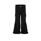 Mens Vintage Pants Black Hip Hop Unisex Bootcut Mainstream Fashion Pants MIJKO