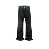 Men's Vintage Pants Jeans Men's and Women's Lightly Ripped Wide Pants MIJKO