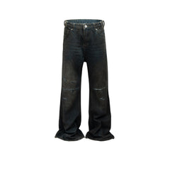 Men's Vintage Pants Jeans Men's and Women's Lightly Ripped Wide Pants MIJKO