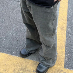 Men's Vintage Pants Straight Pants Men's and Women's Washed Old Dyed Jeans MIJKO