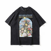 T-shirt homme imprimé style streetwear vieilli à manches courtes T-shirt ample pour homme