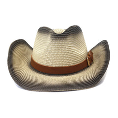 Chapeaux de cowboy en paille Printemps et Été Chapeau de cowboy en paille Western pour hommes et femmes Plage Extérieure
