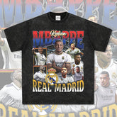 Mens Vintage Football T-Shirt Vintage Mbappe Printed Short Sleeve T-Shirt Washed Crew Neck