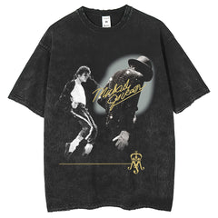Mens T Shirts Michael Jackson Print Make Old Wash T-Shirts