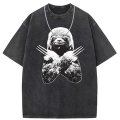 Mens T Shirts Washed Old High Street Print Short Sleeves