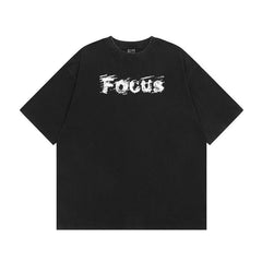 T-shirt Homme Rétro Délavé Ample Demi-Manches Marque de Mode Hip-hop Manches Courtes