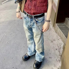 Men's Vintage Pants Men's Women's Vintage Washed Old Trousers Jeans MIJKO