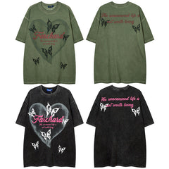 T-shirt Homme Imprimé Vintage Hip Hop Manches Courtes T-shirt Lavé pour Homme