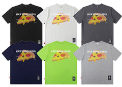 T-shirt homme imprimé pizza T-shirt manches courtes homme et femme ample