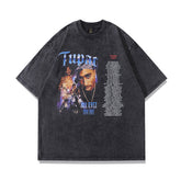 Men's T Shirt Printed Worn Looking Washed-out Short-Sleeved T-shirt Men's and Women's Vintage Loose