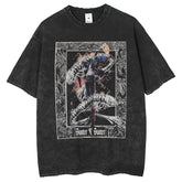 Mens T Shirts Printed T-Shirt Washed Vintage Short Sleeve Wide