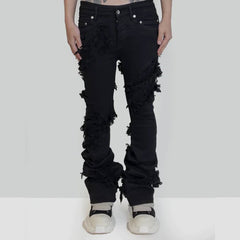Mens Vintage Pants Stretch Unisex Bootcut Creative Jeans MIJKO