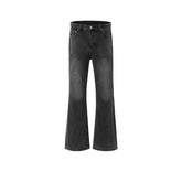 Mens Vintage Pants BootCut Old Wash Water Old Black Grey Jeans MIJKO
