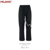 Mens Vintage Pants Chain Embellished Drawstring Casual Bootcut Pants MIJKO