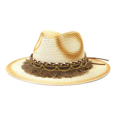 Chapeaux de cowboy en paille Voyage Protection solaire Chapeau de soleil Chapeau de paille homme femme
